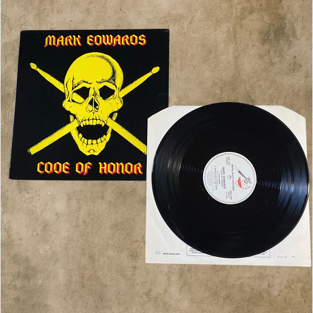 Mark Edwards – Code of Honor LP (1985 Metal Blade) Early US Press VG+